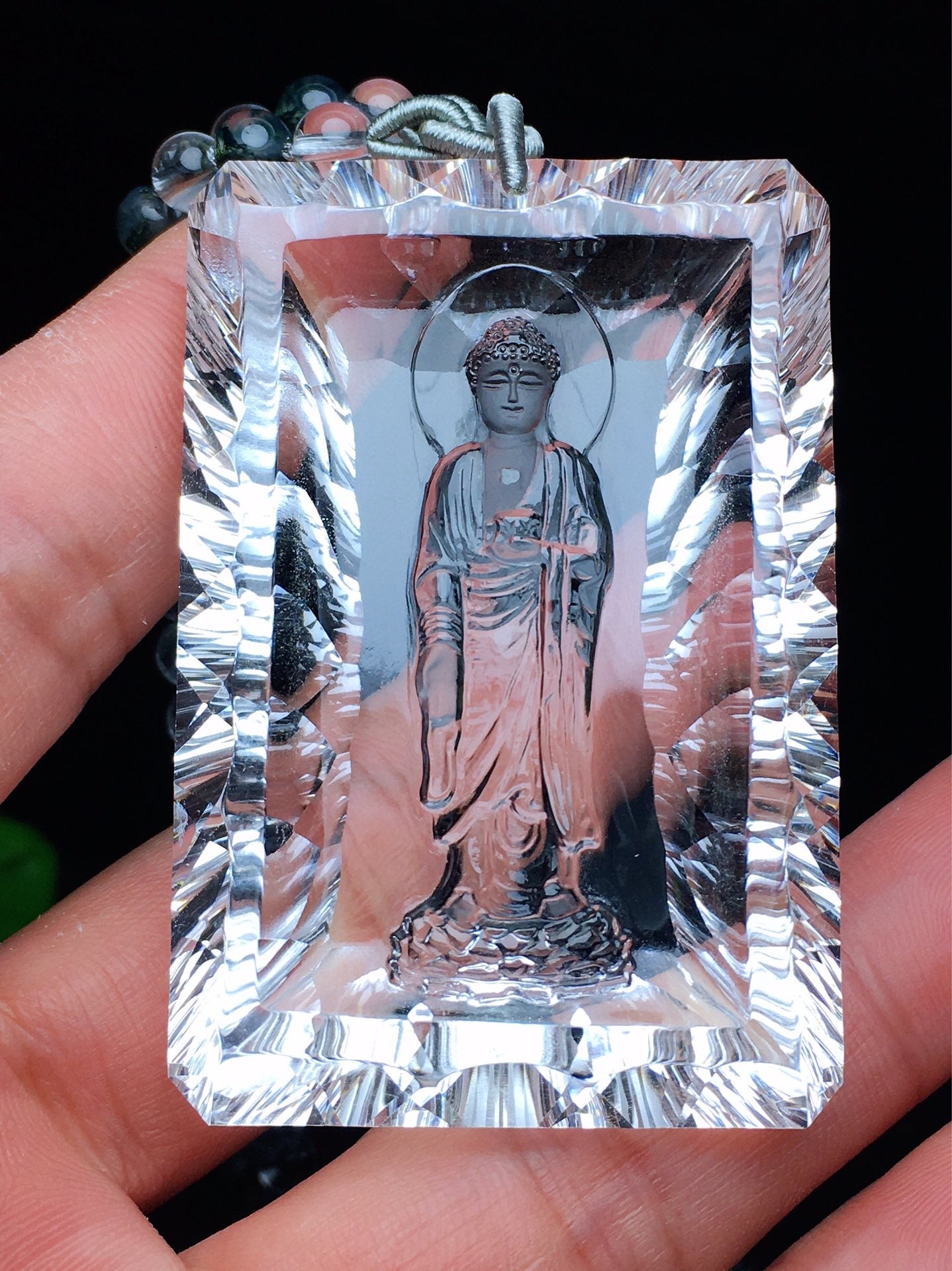 A0799 Exquisite White Crystal Carved Siddhartha Buddha Pendant