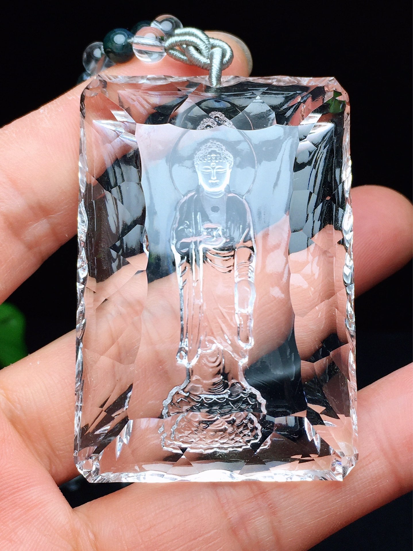 A0799 Exquisite White Crystal Carved Siddhartha Buddha Pendant