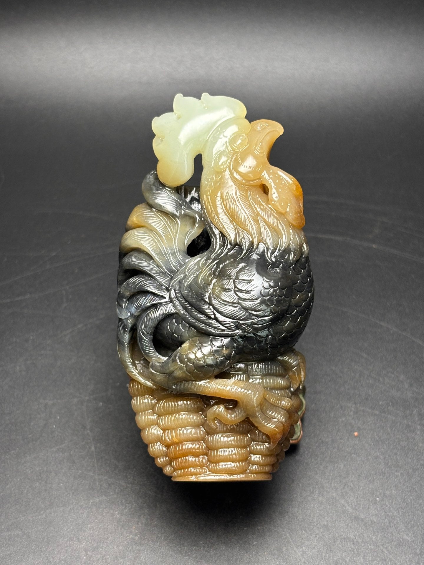 A0800 Chinese Hetian Jade Carved Rooster Statue