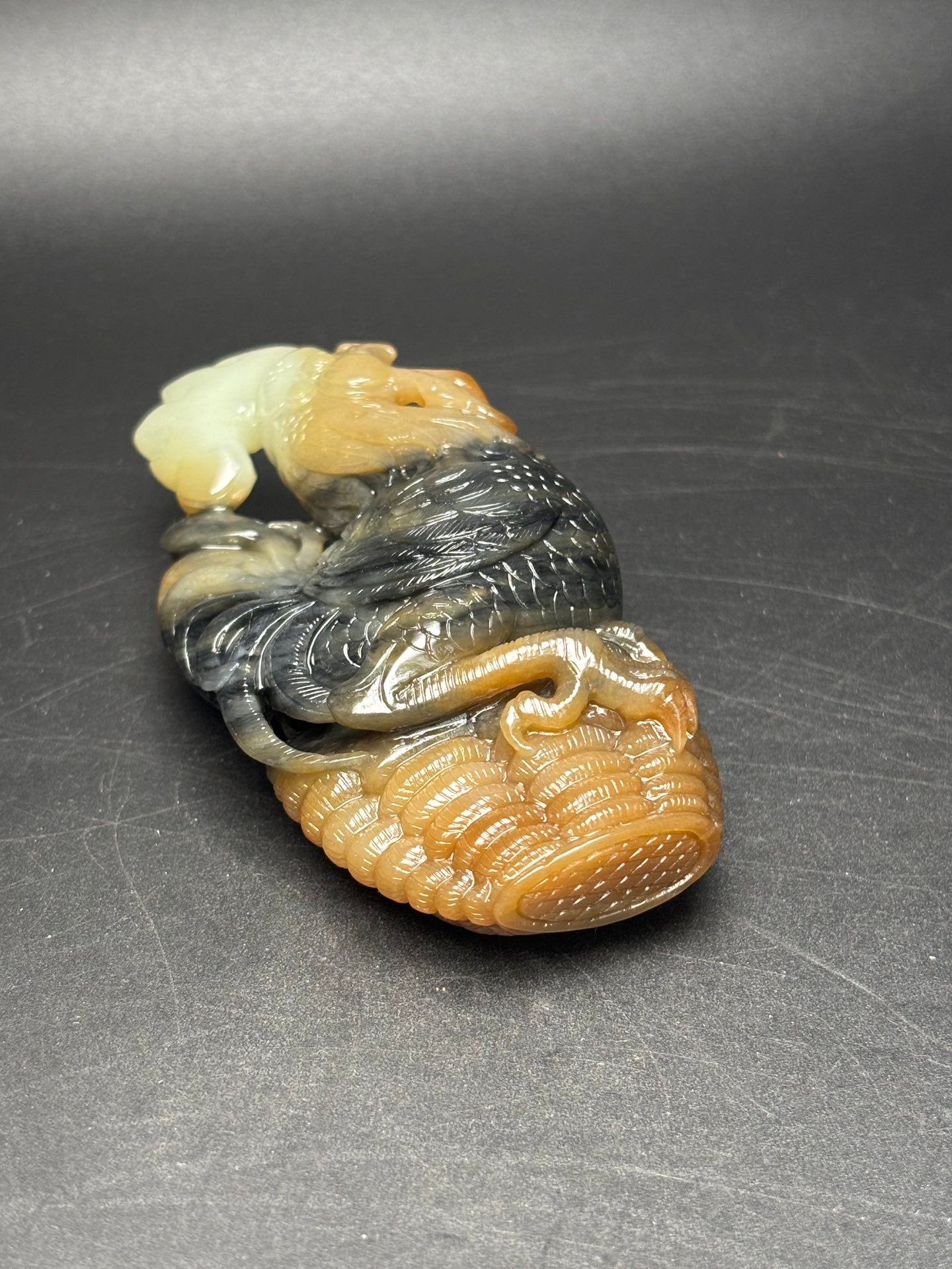 A0800 Chinese Hetian Jade Carved Rooster Statue