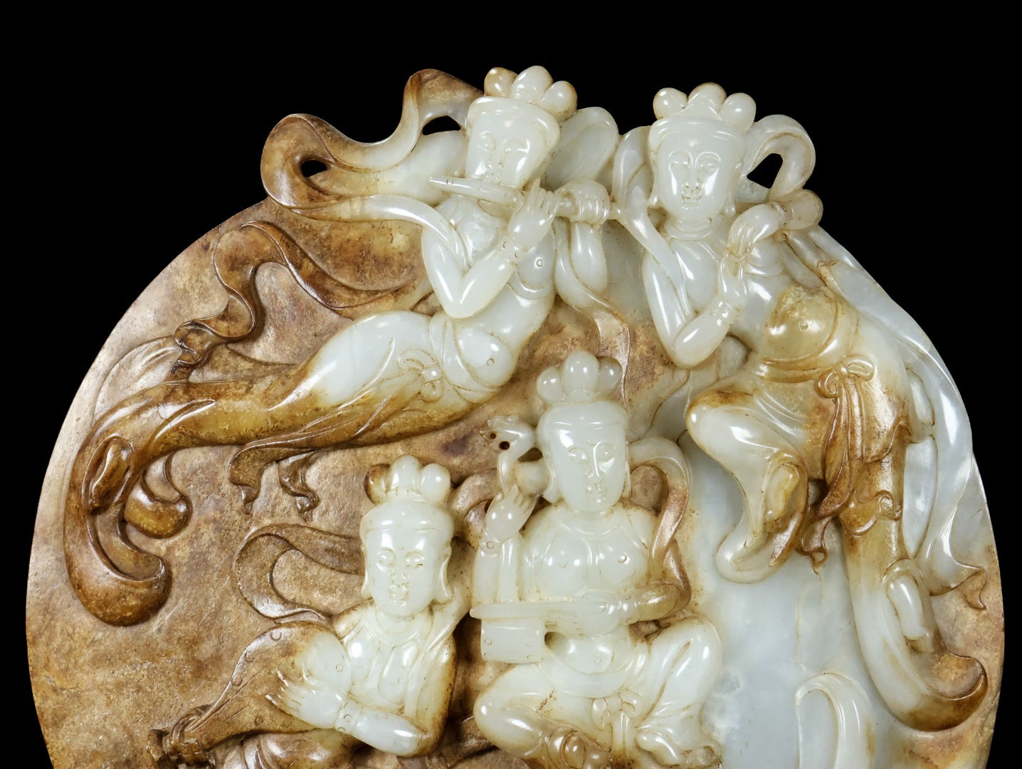 A0806 Superb Vintage Chinese Hetian Jade Carved Feitian Female Deity Statue