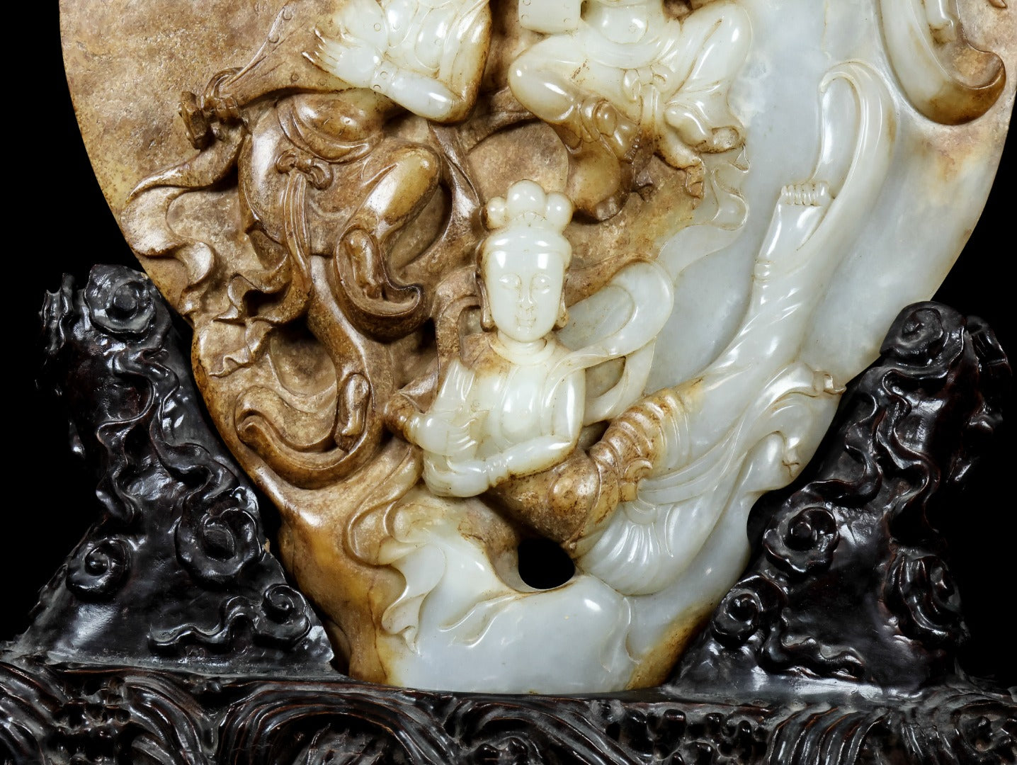 A0806 Superb Vintage Chinese Hetian Jade Carved Feitian Female Deity Statue