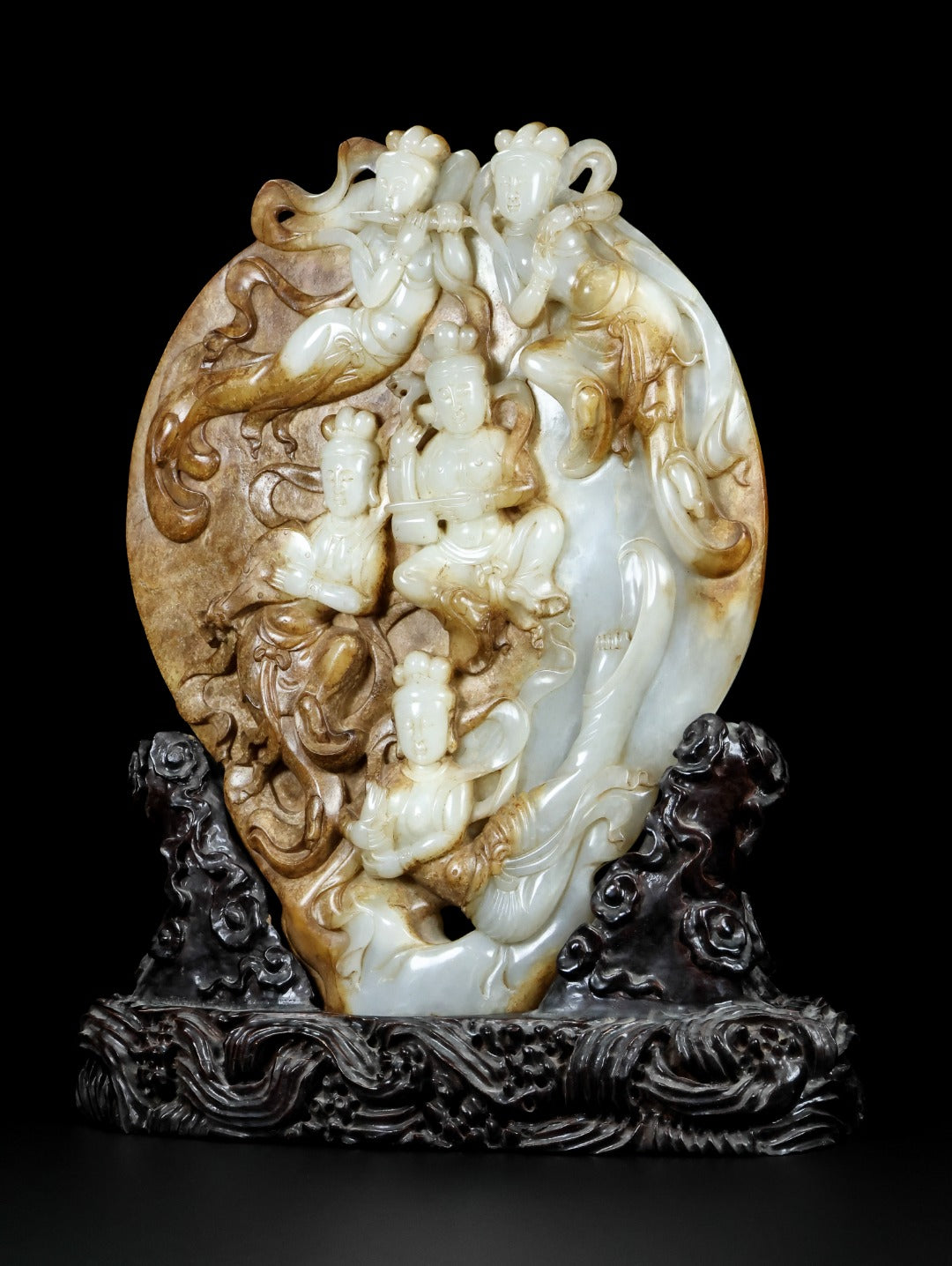 A0806 Superb Vintage Chinese Hetian Jade Carved Feitian Female Deity Statue