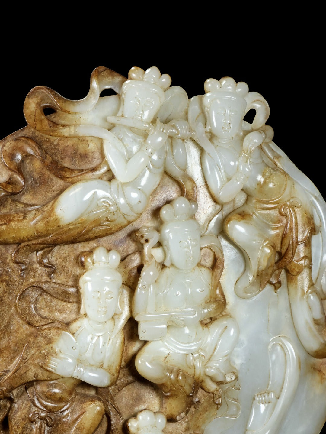 A0806 Superb Vintage Chinese Hetian Jade Carved Feitian Female Deity Statue