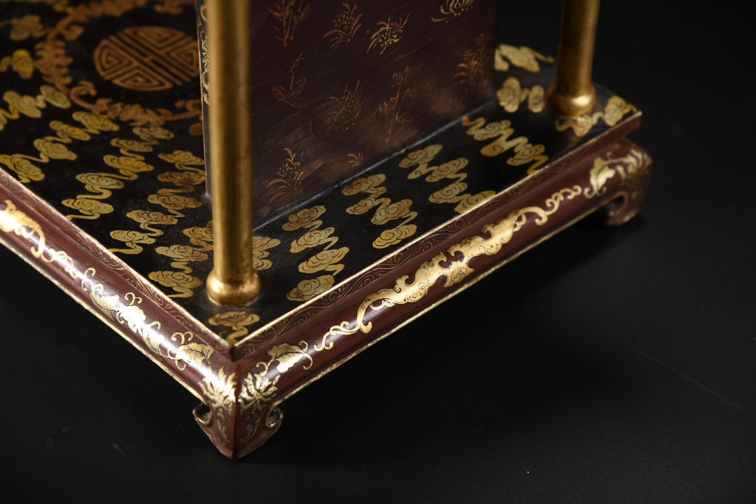 A0813 Chinese Gilt Gold Wooden-cored Lacquerware Shrines
