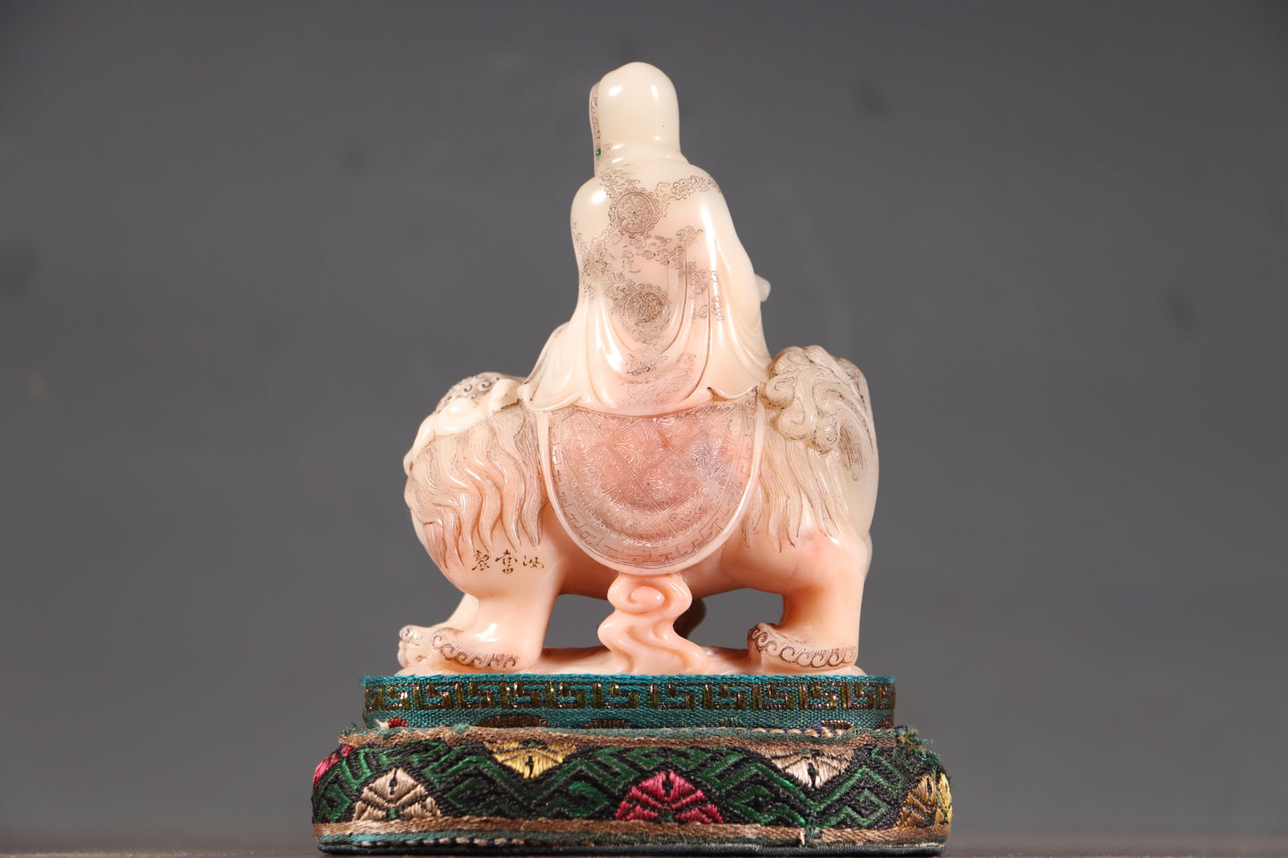 A0817 Superb Old Chinese Shoushan Tianhuang Stone Carved Manjushri Bodhisattva Statue