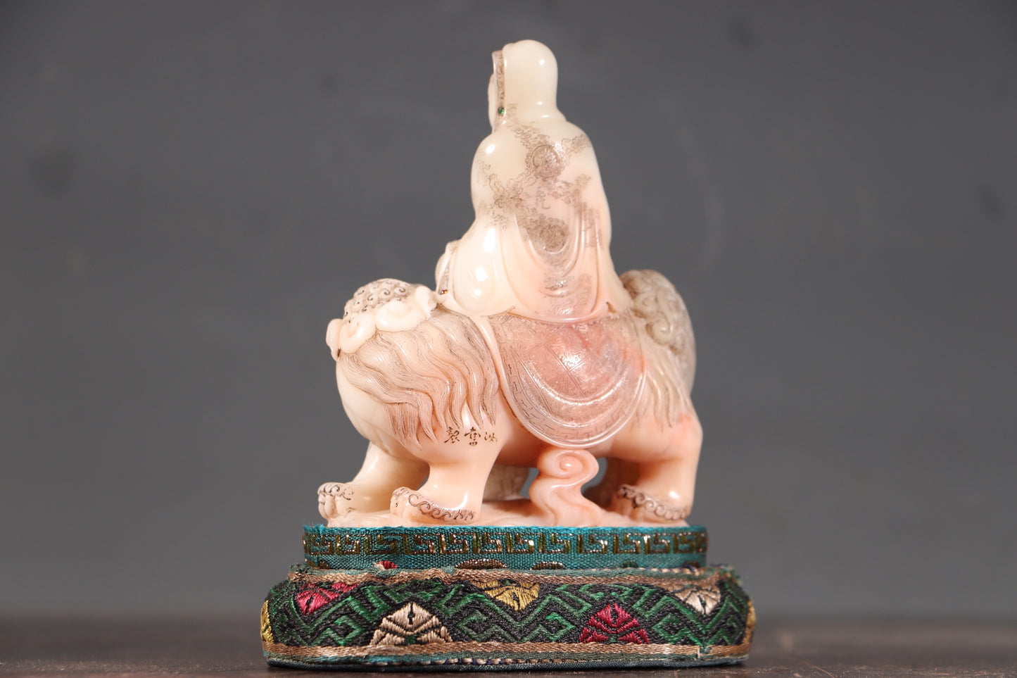 A0817 Superb Old Chinese Shoushan Tianhuang Stone Carved Manjushri Bodhisattva Statue