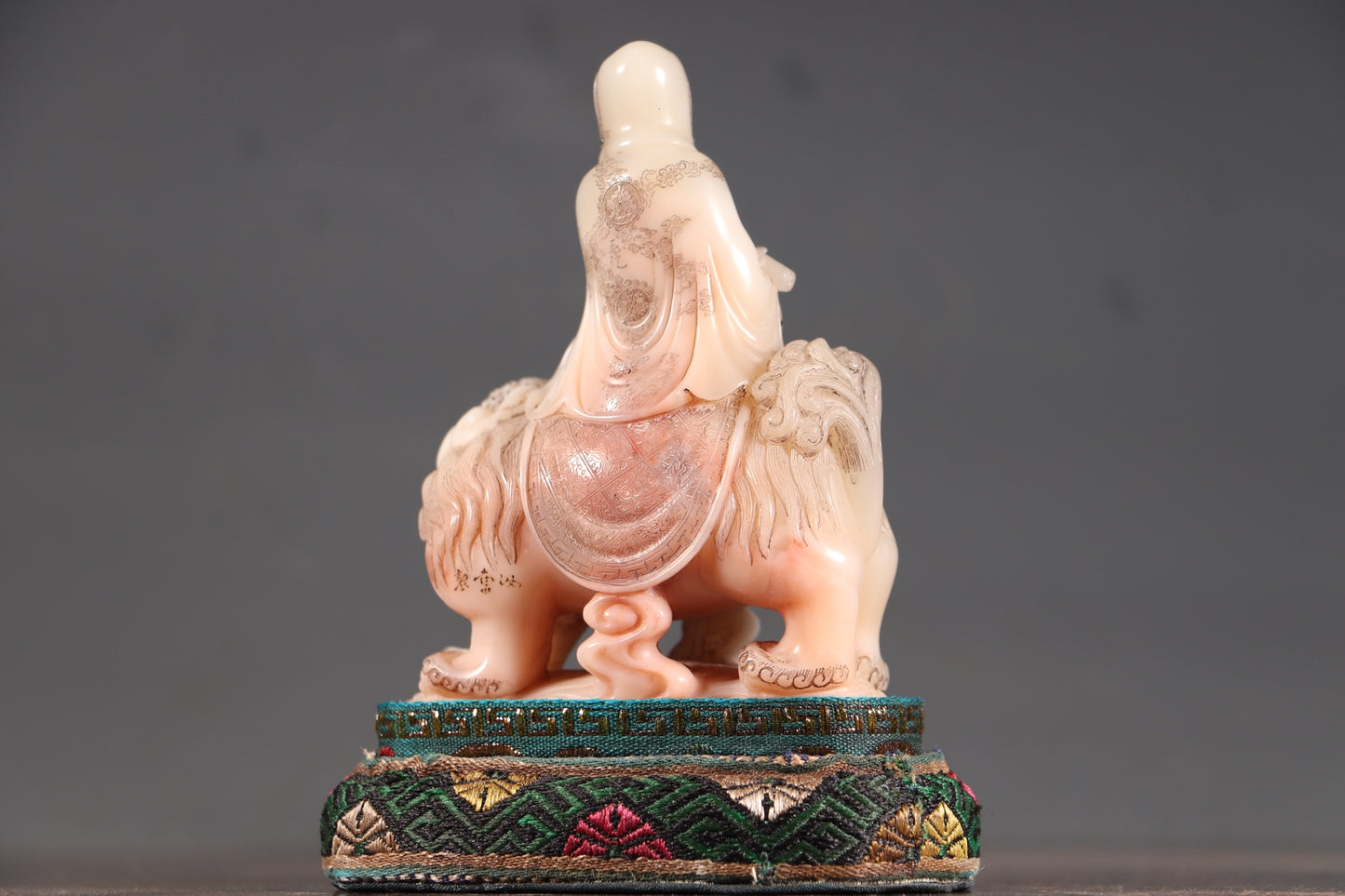 A0817 Superb Old Chinese Shoushan Tianhuang Stone Carved Manjushri Bodhisattva Statue