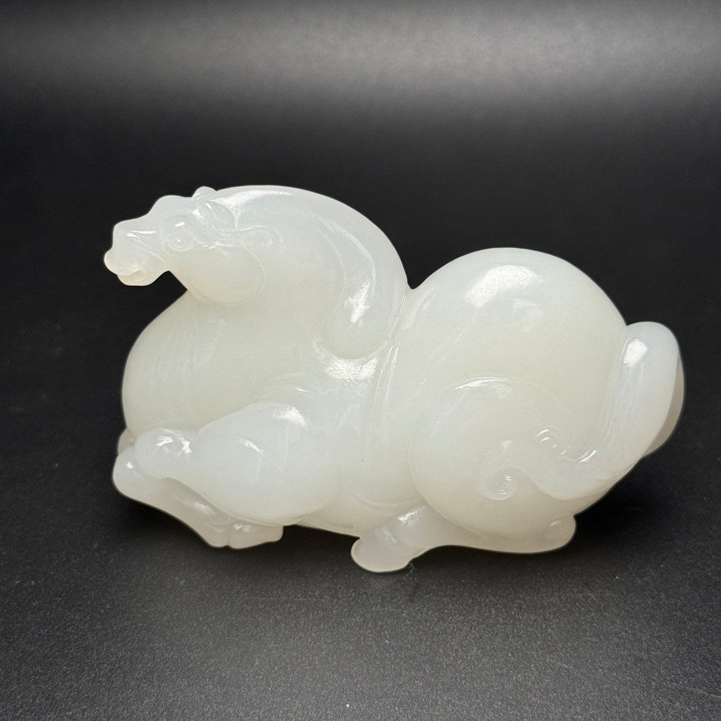 A0826 Superb Chinese White Hetian Jade Carved Fortune Horse Statue