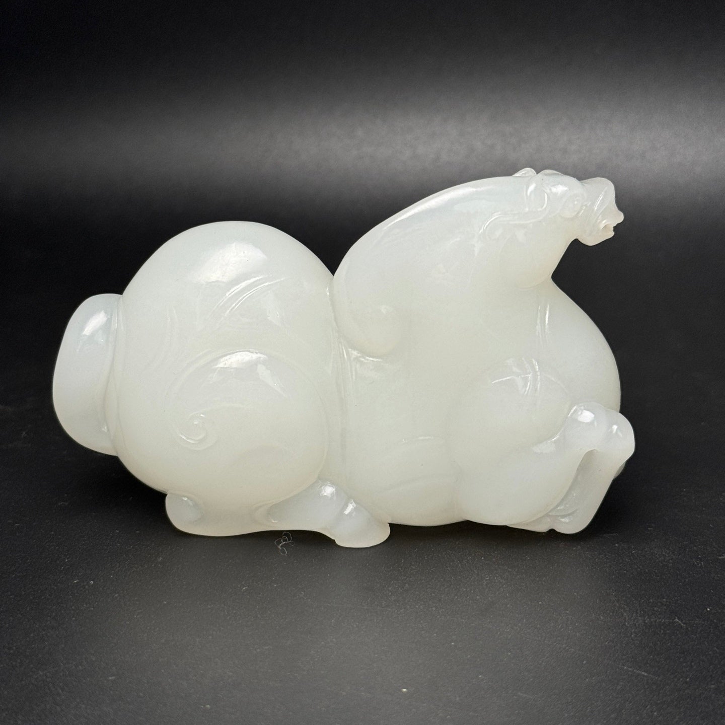 A0826 Superb Chinese White Hetian Jade Carved Fortune Horse Statue