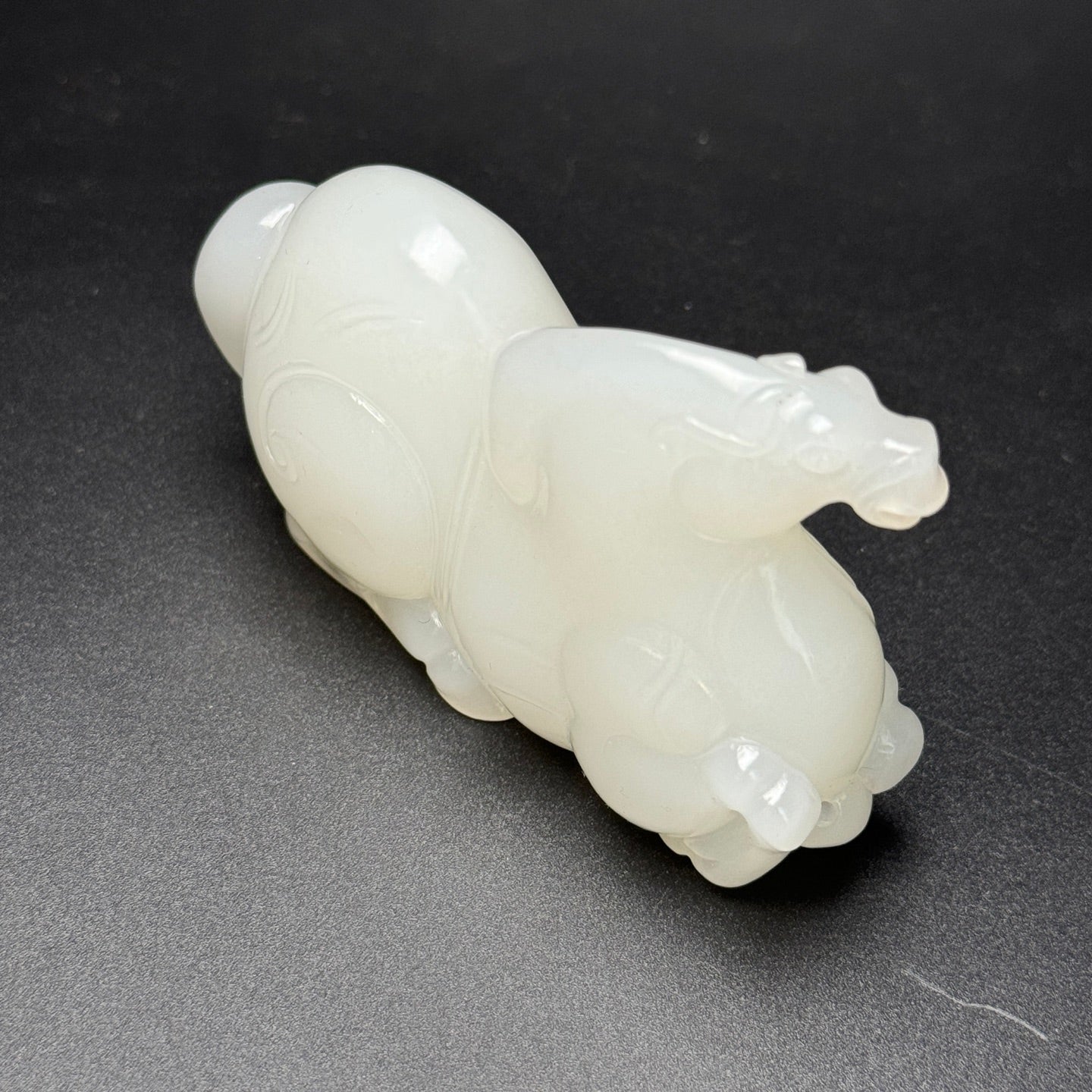 A0826 Superb Chinese White Hetian Jade Carved Fortune Horse Statue