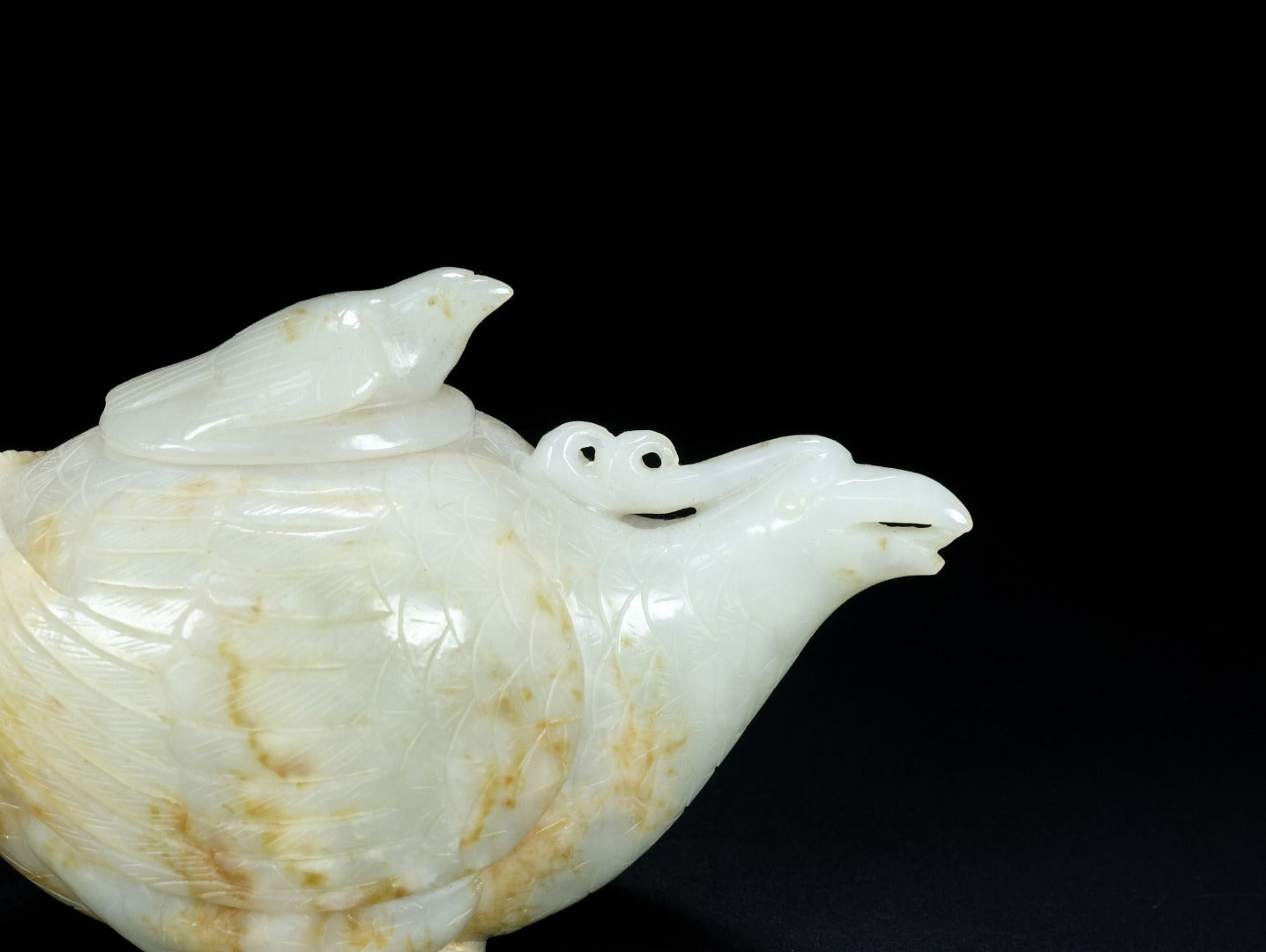 A0866 Superb Old Chinese Hetian Jade Carved Phoenix Burner