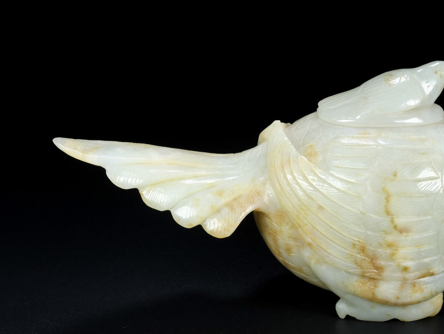 A0866 Superb Old Chinese Hetian Jade Carved Phoenix Burner