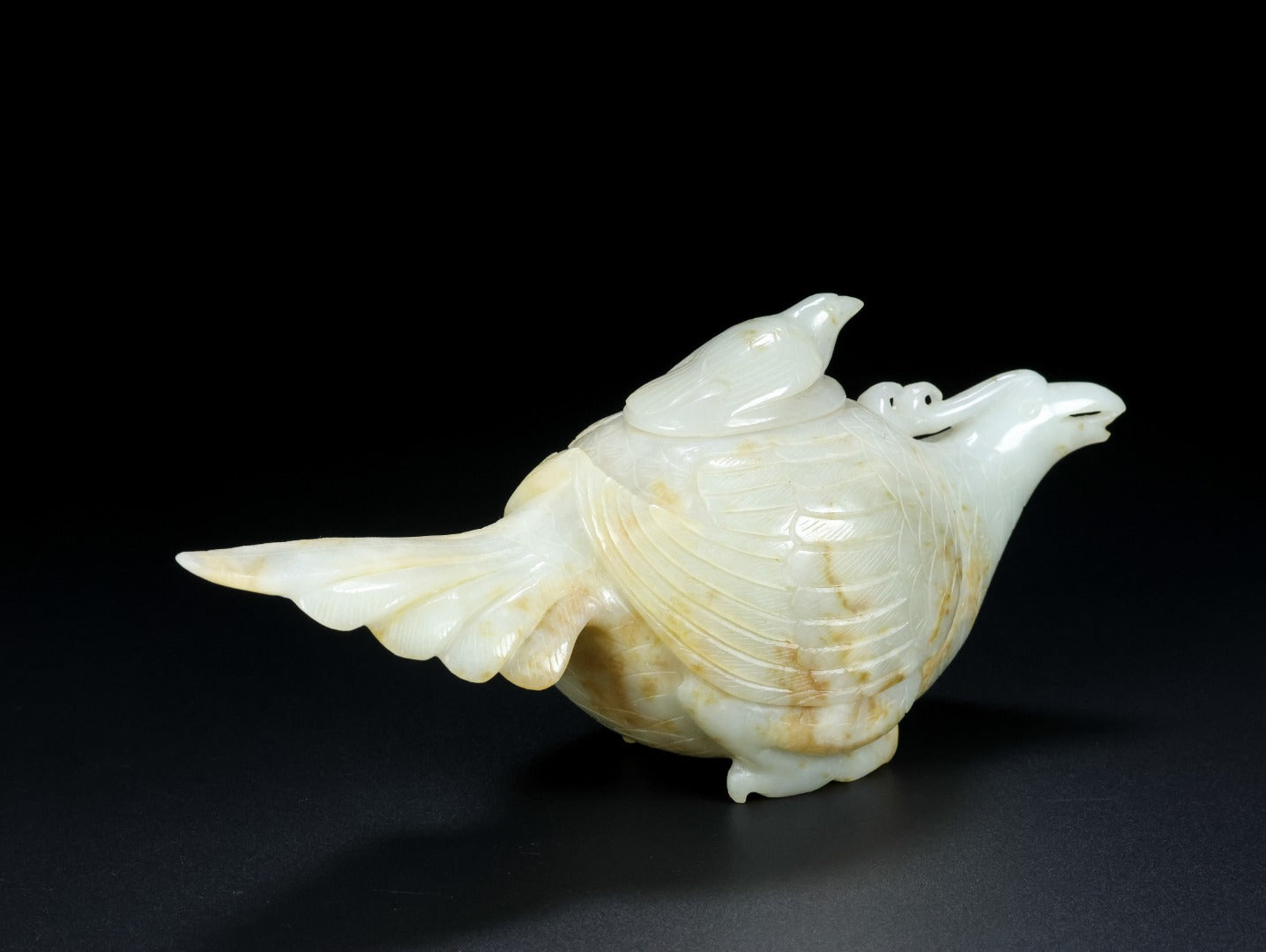 A0866 Superb Old Chinese Hetian Jade Carved Phoenix Burner