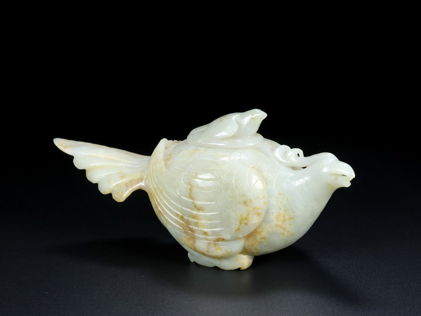 A0866 Superb Old Chinese Hetian Jade Carved Phoenix Burner