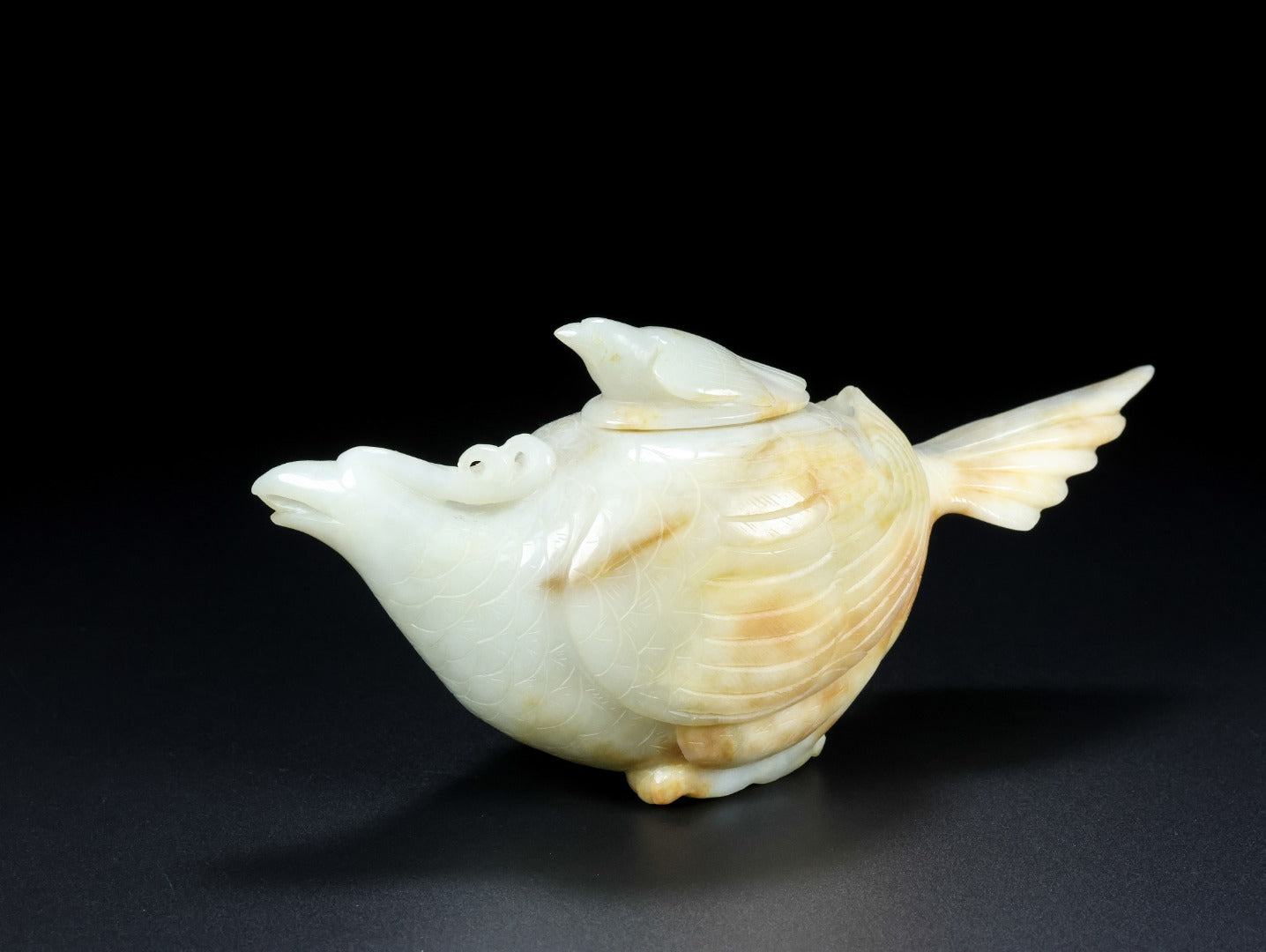 A0866 Superb Old Chinese Hetian Jade Carved Phoenix Burner