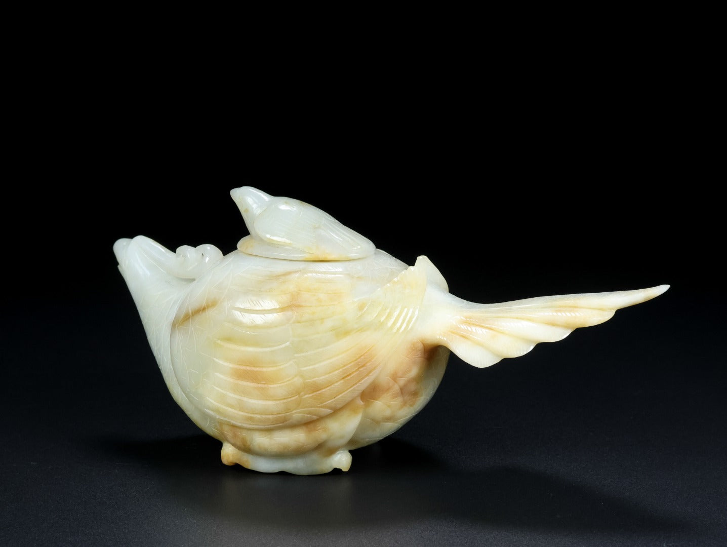 A0866 Superb Old Chinese Hetian Jade Carved Phoenix Burner