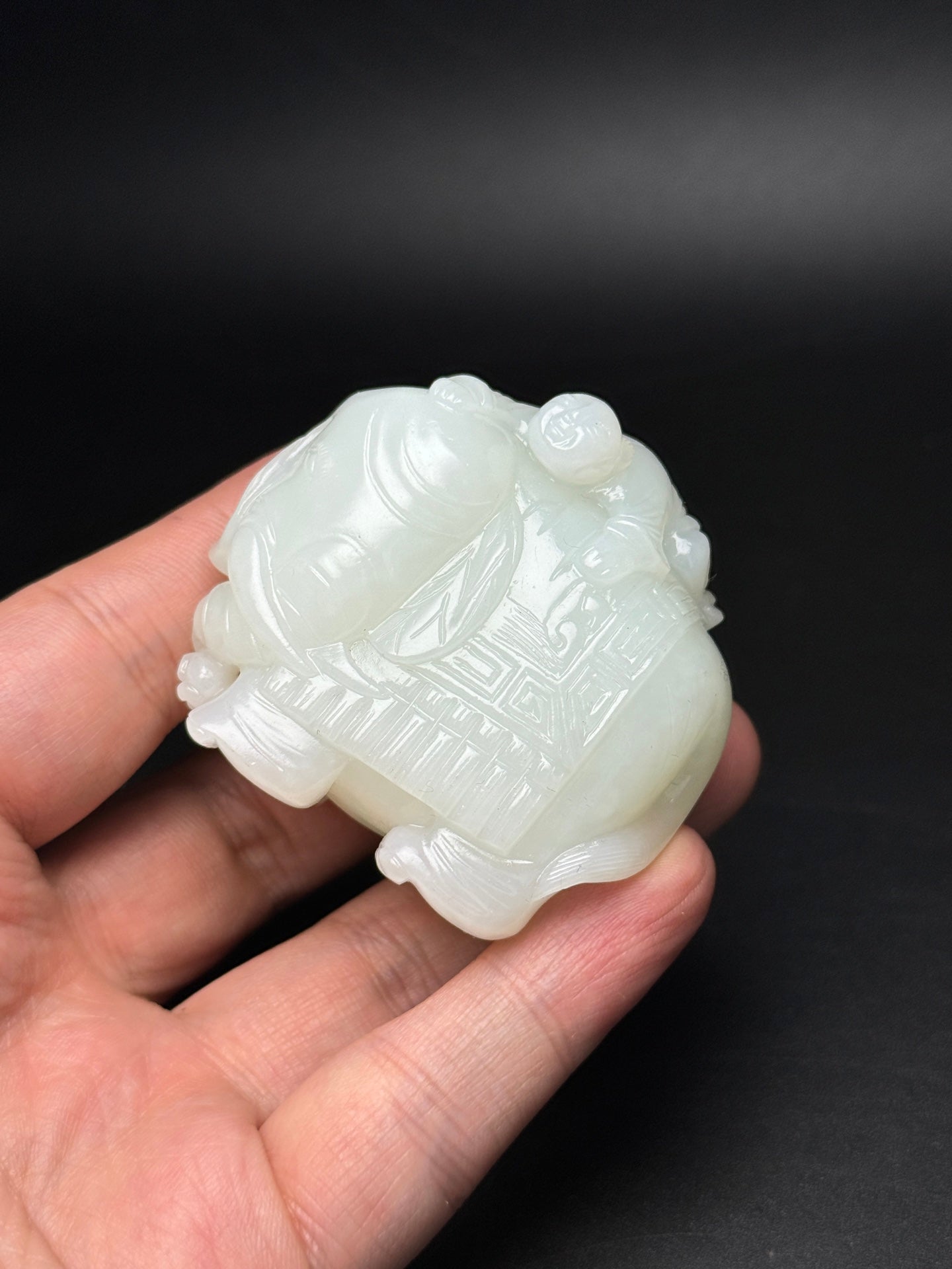 A0870 Superb Chinese White Hetian Jade Carved Elephant Statue/Pendant