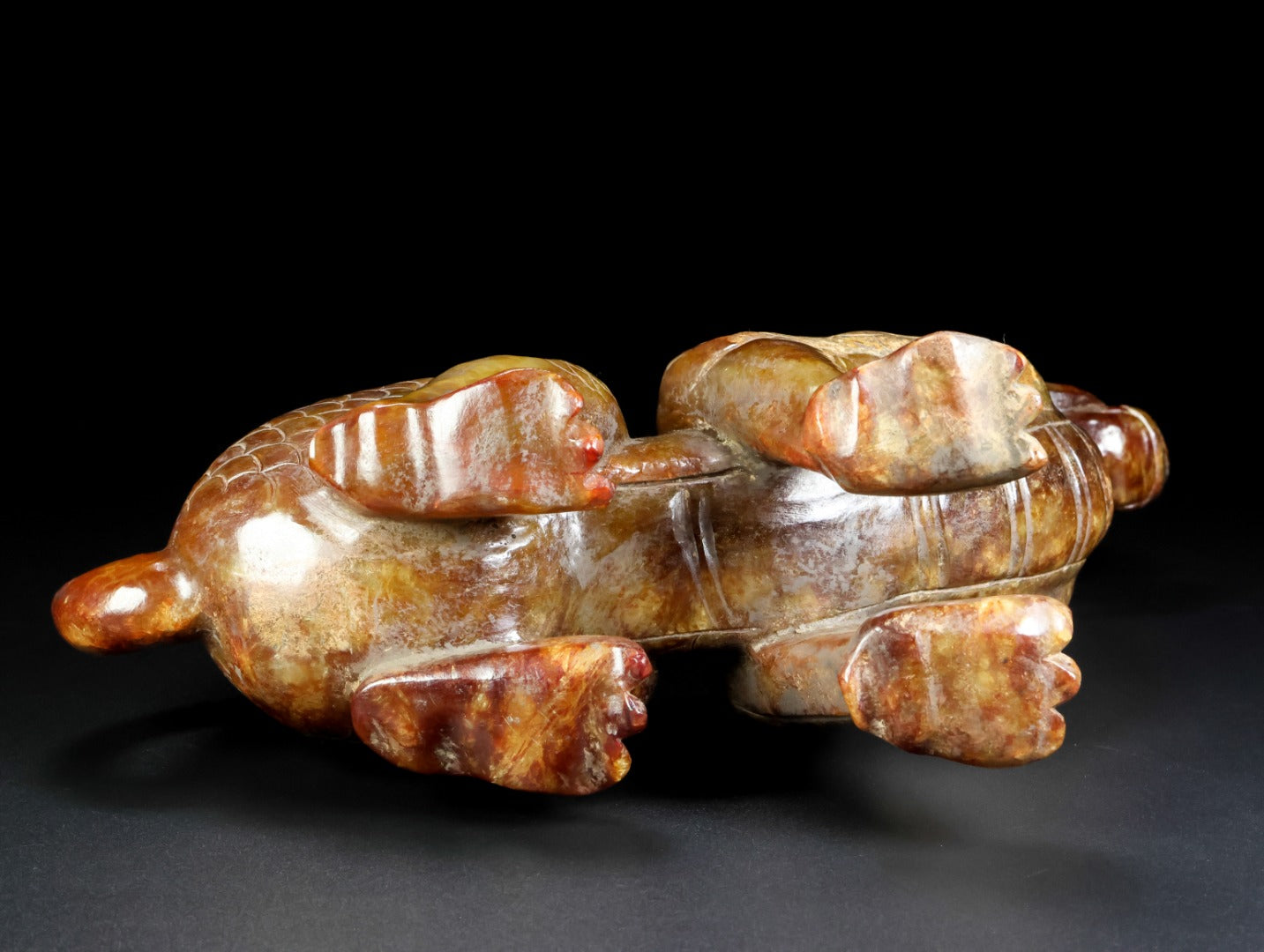 A0885 Superb Old Chinese Hetian Jade Carved Fortune Kylin Statue