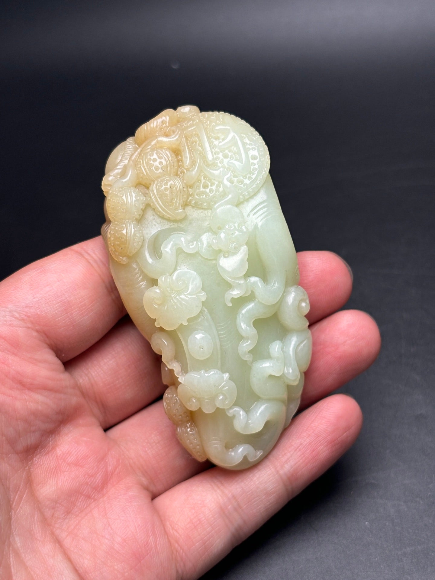 A0895 Superb Chinese Hetian Jade Carved Longevity Taoism Deity Statue