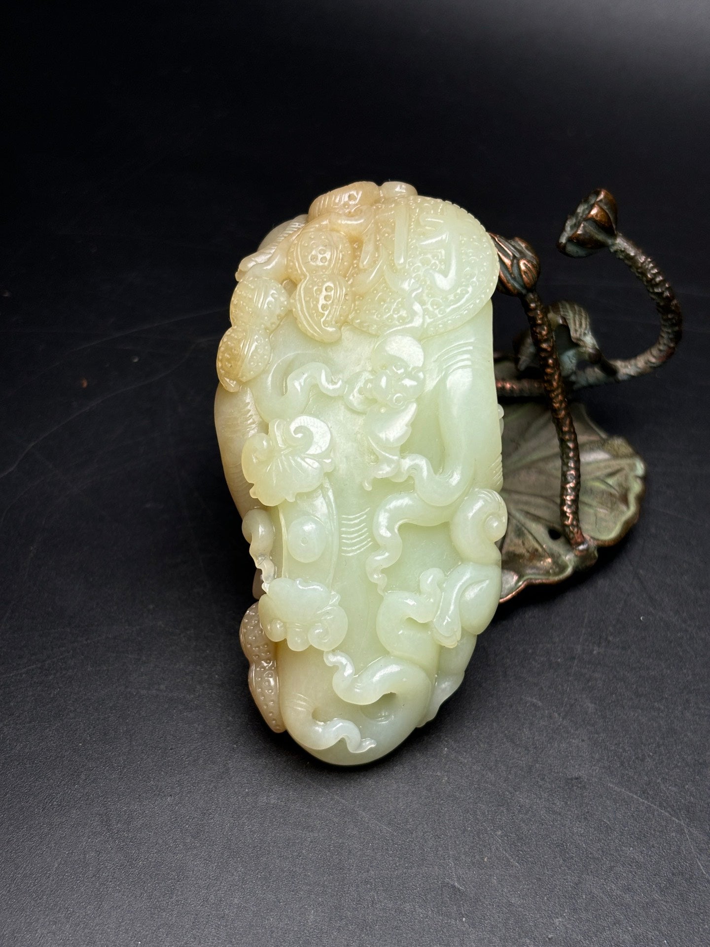 A0895 Superb Chinese Hetian Jade Carved Longevity Taoism Deity Statue