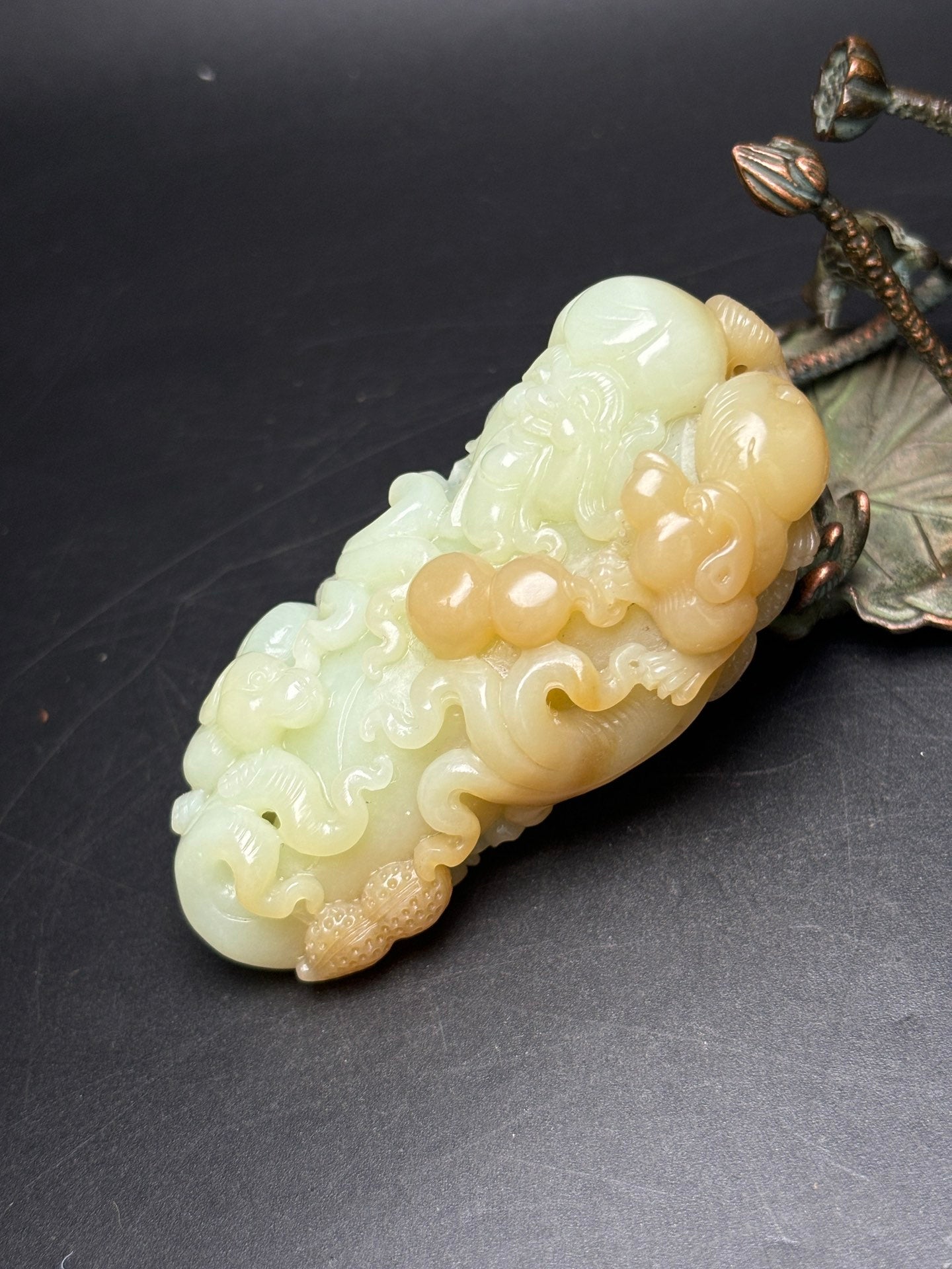 A0895 Superb Chinese Hetian Jade Carved Longevity Taoism Deity Statue