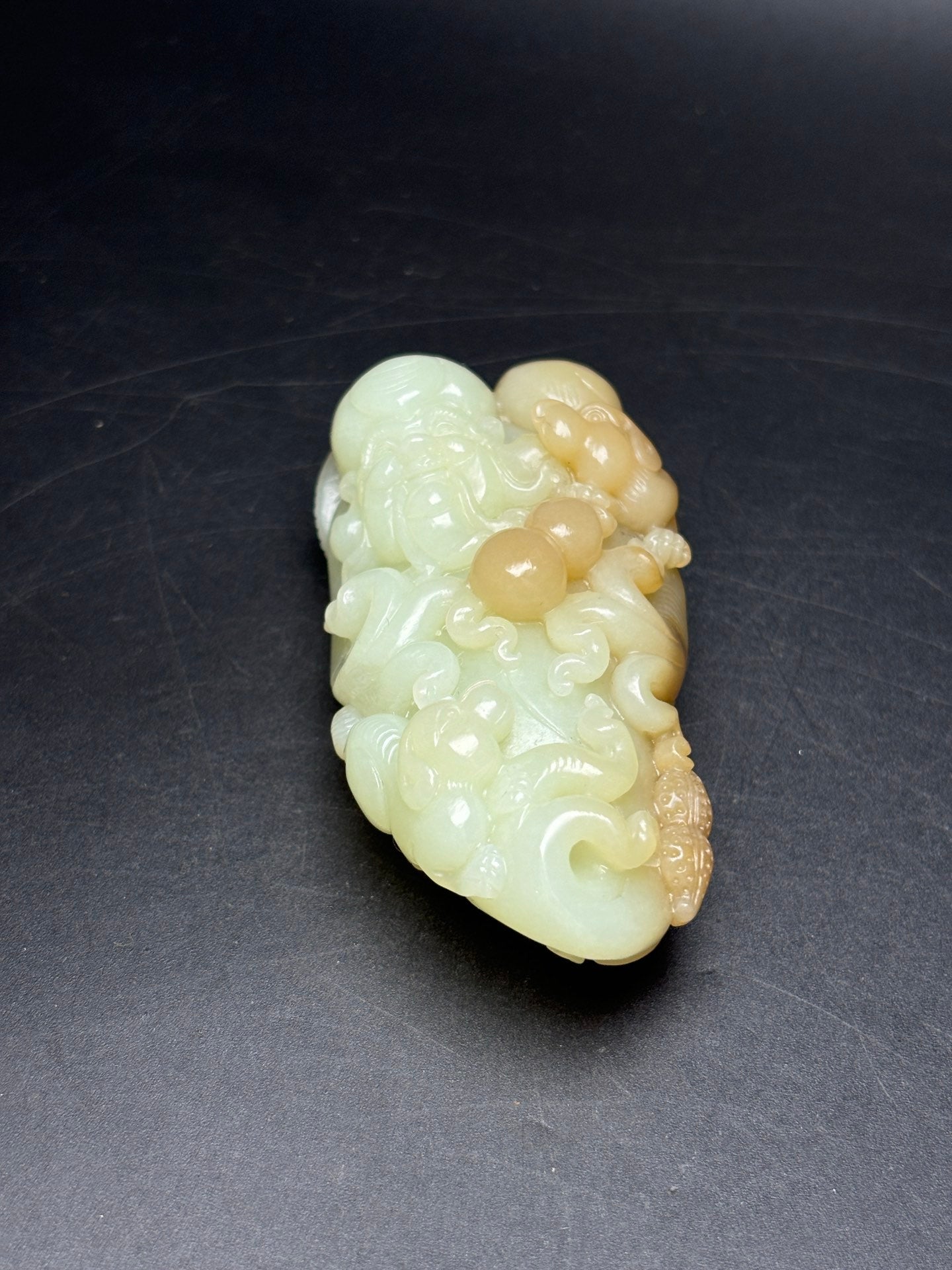 A0895 Superb Chinese Hetian Jade Carved Longevity Taoism Deity Statue