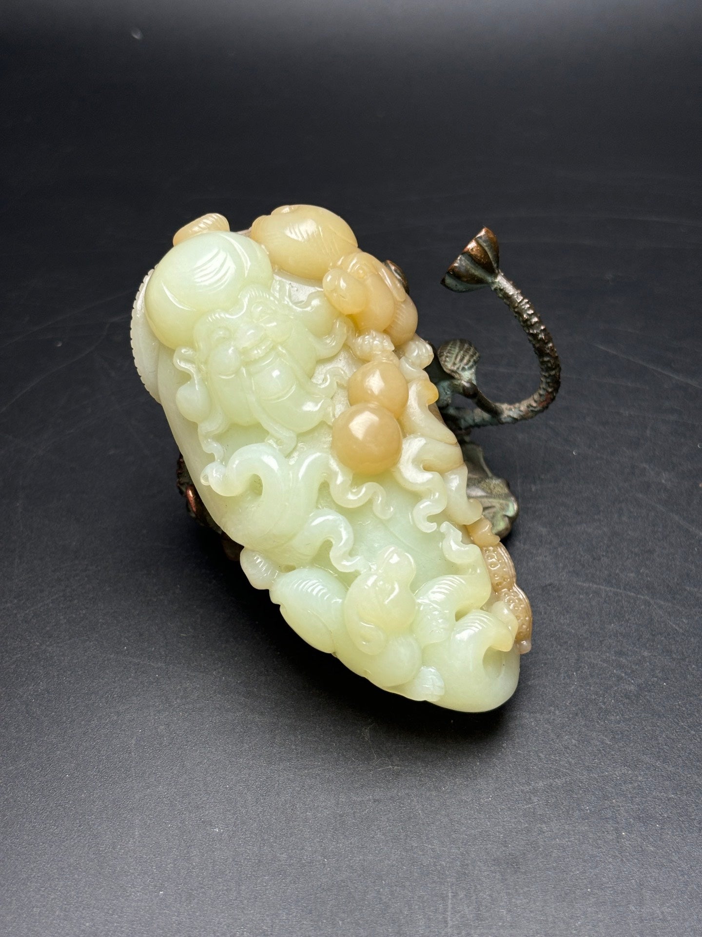 A0895 Superb Chinese Hetian Jade Carved Longevity Taoism Deity Statue