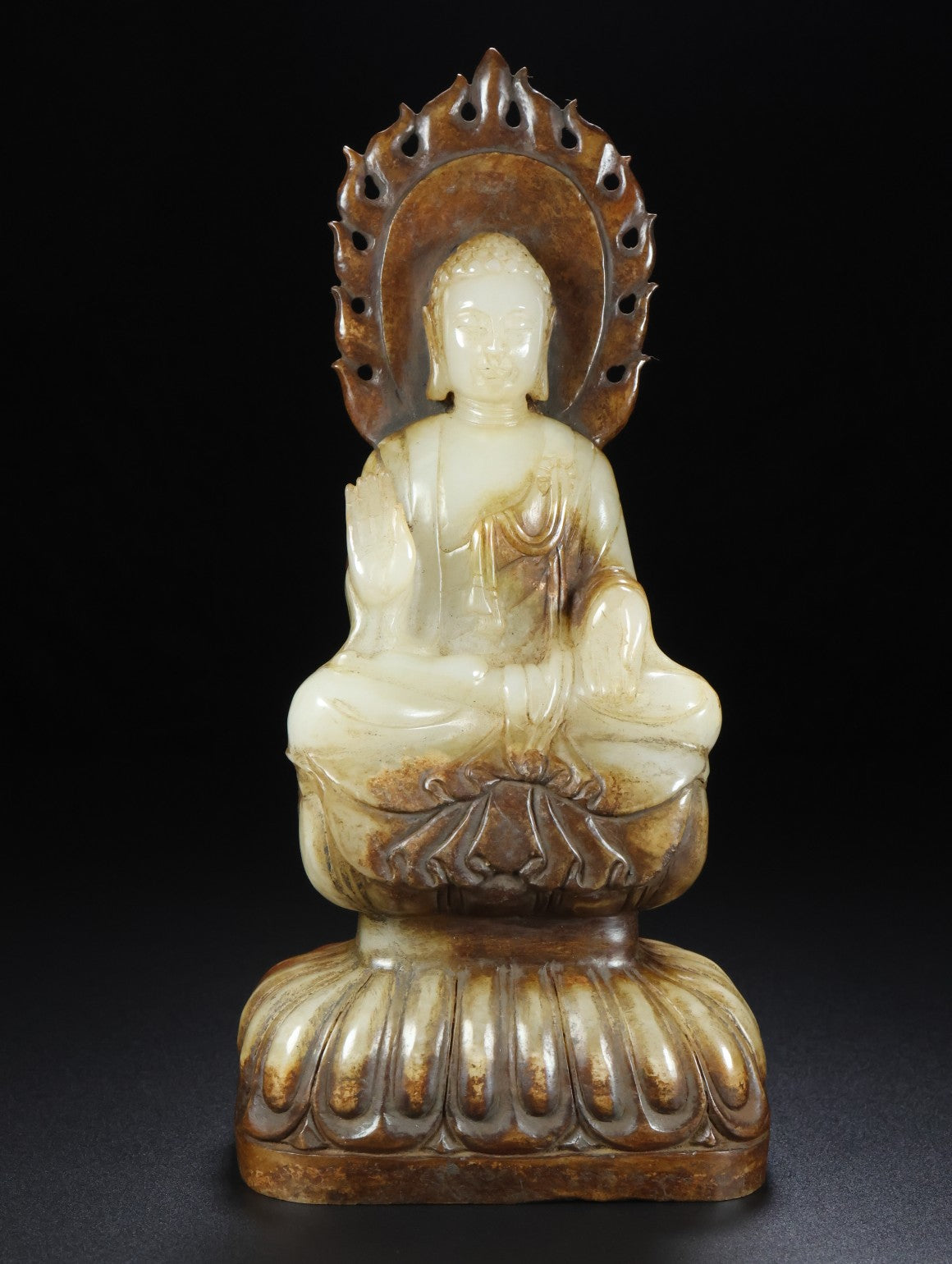 A0906 Superb Old Chinese Hetian Jade Carved Siddhartha Buddha Statue