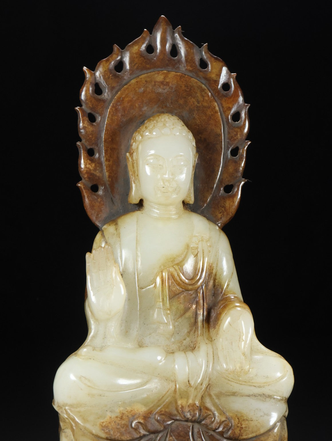 A0906 Superb Old Chinese Hetian Jade Carved Siddhartha Buddha Statue