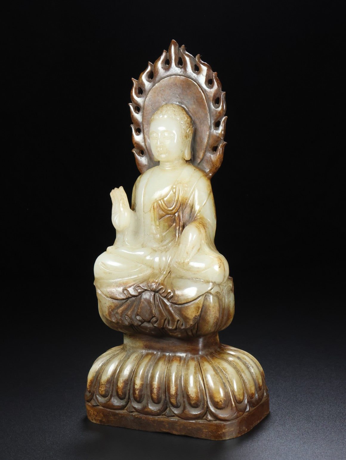 A0906 Superb Old Chinese Hetian Jade Carved Siddhartha Buddha Statue