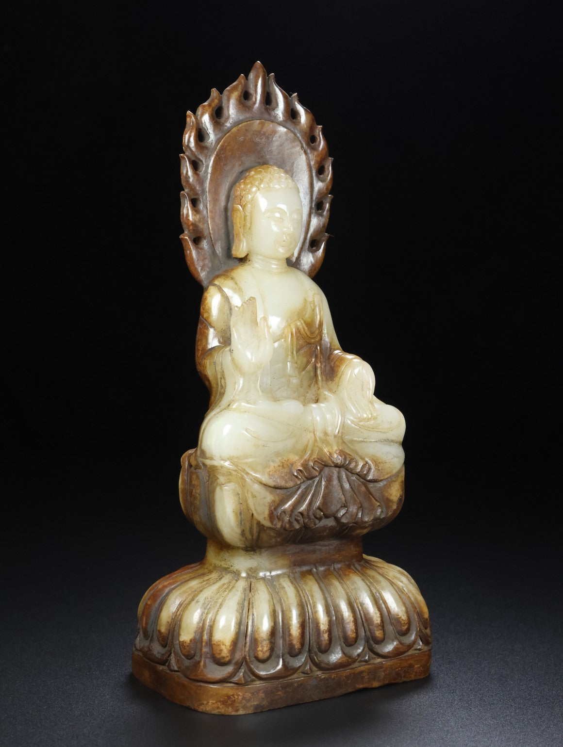 A0906 Superb Old Chinese Hetian Jade Carved Siddhartha Buddha Statue