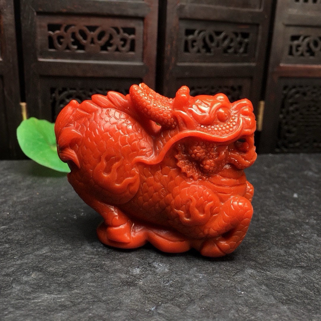 A0916 Beautiful Chinese Nanhong Agate Carved Fortune Kylin Statue/Pendant