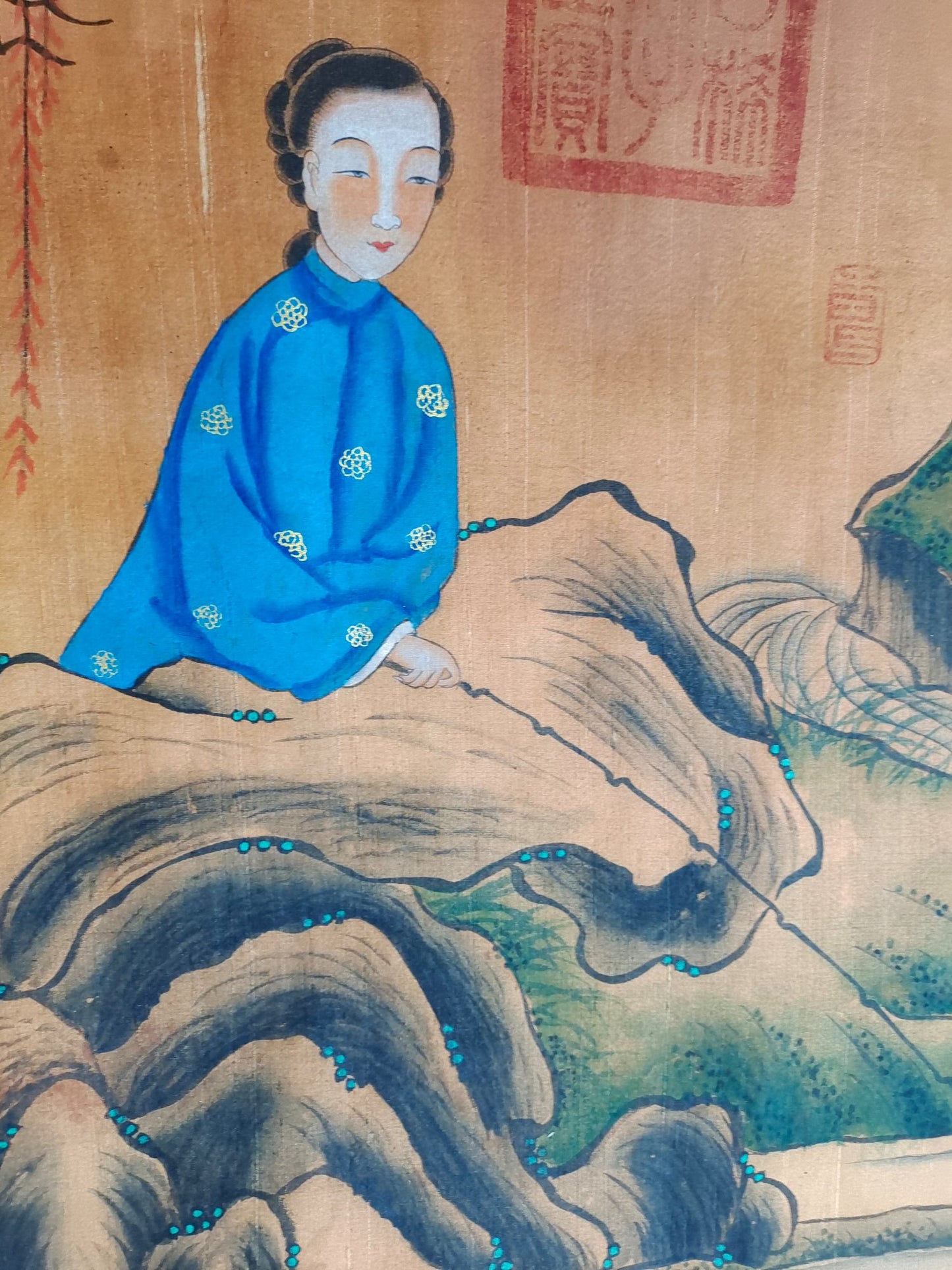 A0926 Chinese Watercolour On Silk Figure Design Painting - Zhou Fang
