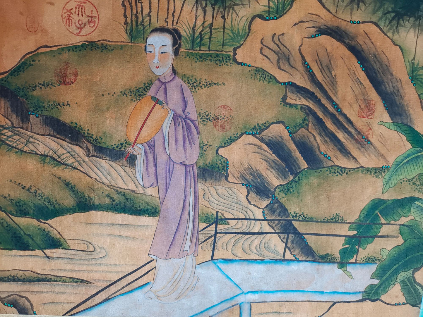 A0926 Chinese Watercolour On Silk Figure Design Painting - Zhou Fang
