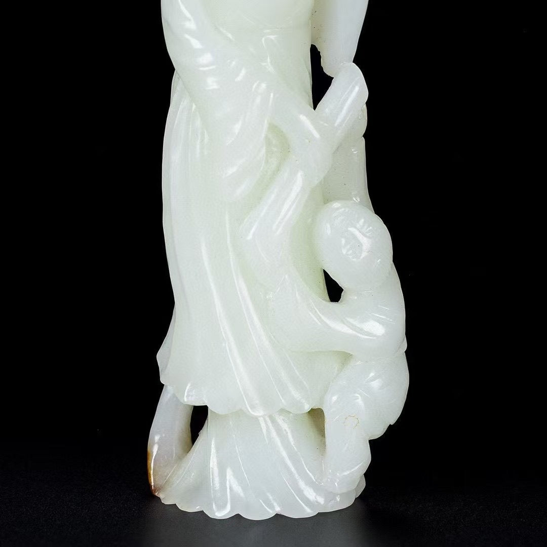 A0938 Superb Chinese Hetian Jade Carved Figure Statue
