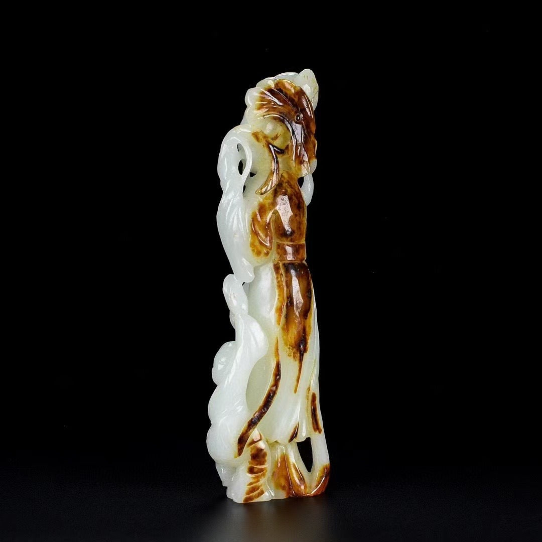 A0938 Superb Chinese Hetian Jade Carved Figure Statue