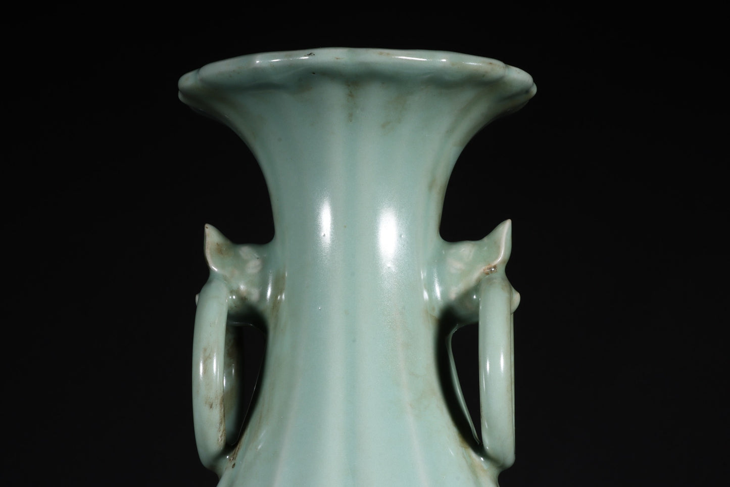 A0940 Vintage Chinese Guan Kiln Double Ears Porcelain Vase