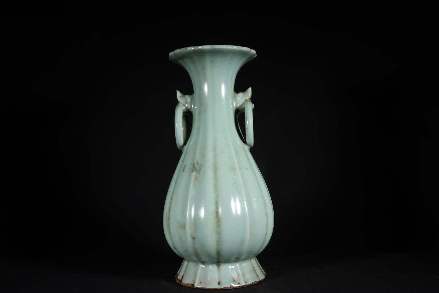 A0940 Vintage Chinese Guan Kiln Double Ears Porcelain Vase