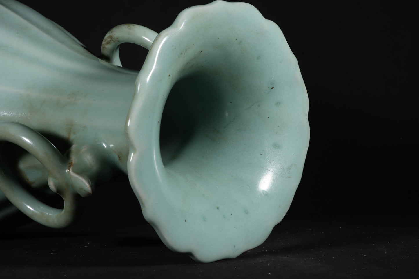 A0940 Vintage Chinese Guan Kiln Double Ears Porcelain Vase