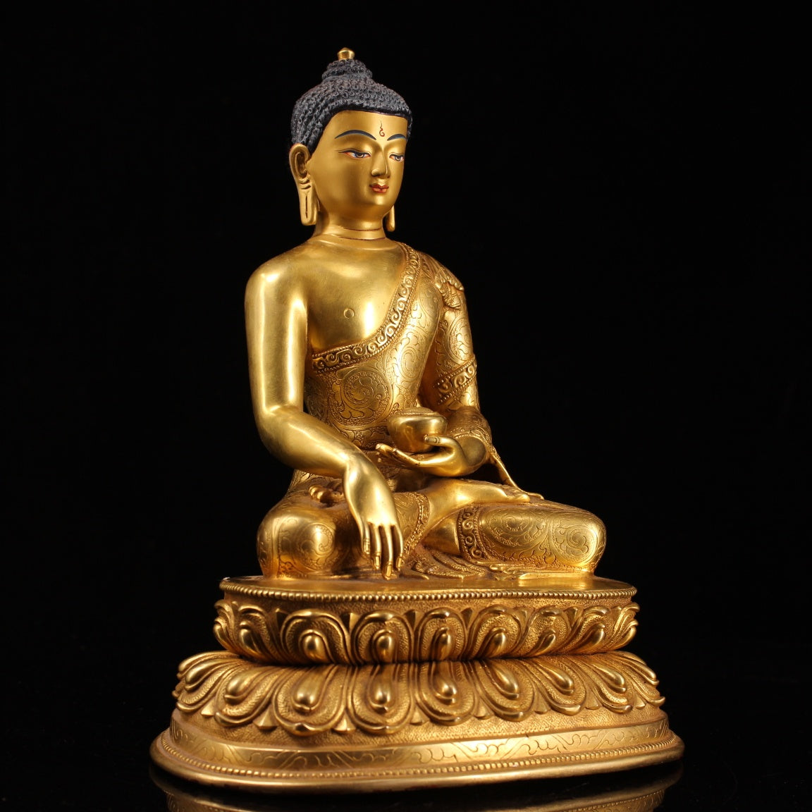 A0949 Tibetan Buddhism Gilt Gold Copper Siddhartha Buddha Statue