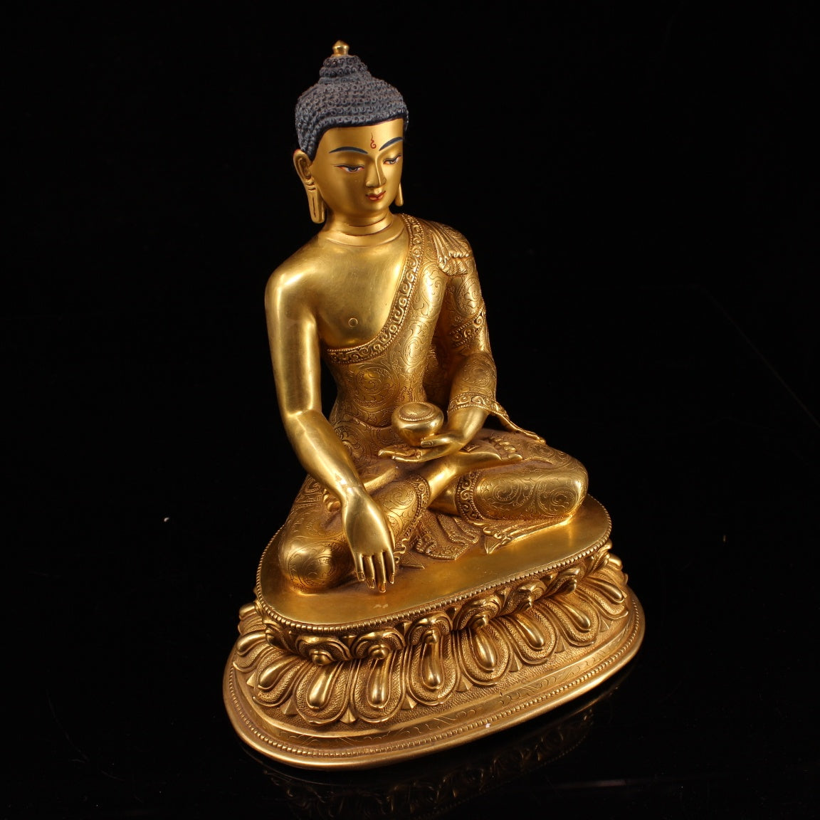 A0949 Tibetan Buddhism Gilt Gold Copper Siddhartha Buddha Statue
