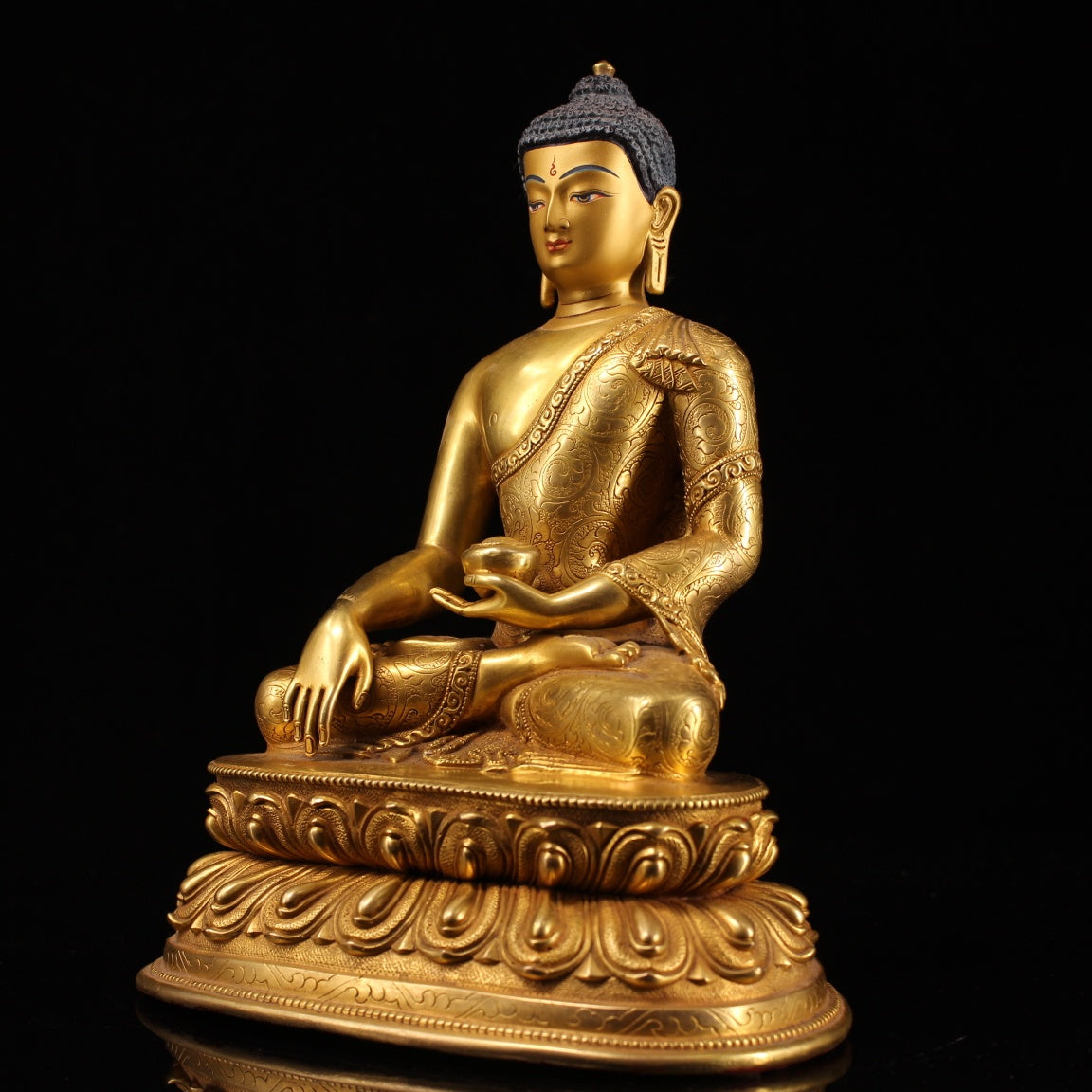 A0949 Tibetan Buddhism Gilt Gold Copper Siddhartha Buddha Statue