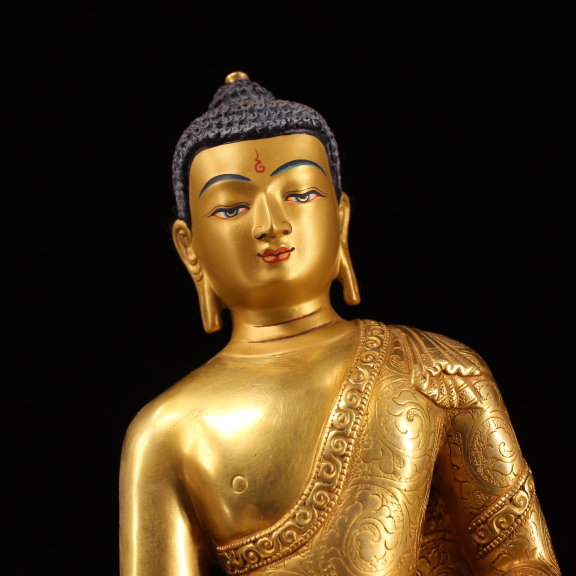 A0949 Tibetan Buddhism Gilt Gold Copper Siddhartha Buddha Statue