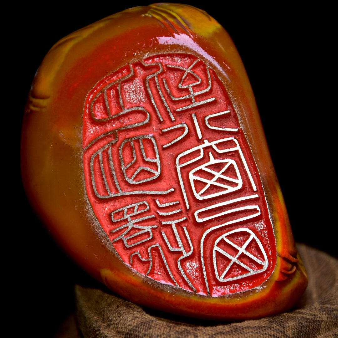 A0952 Superb Old Chinese Shoushan Tianhuang Stone Carved Pine Tree & Figure & Boat Seal Statue