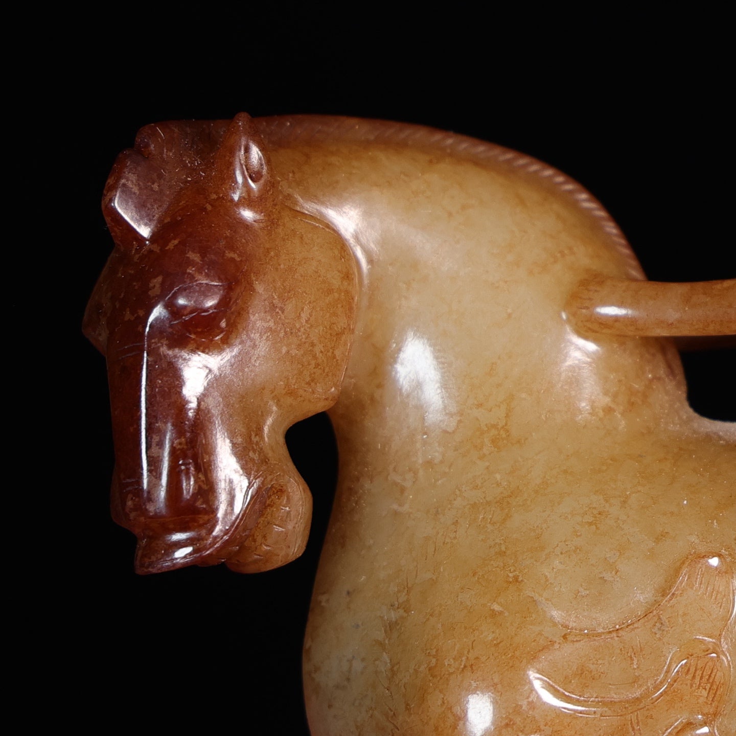 A0957 Superb Old Chinese Hetian Jade Carved Horse Statue