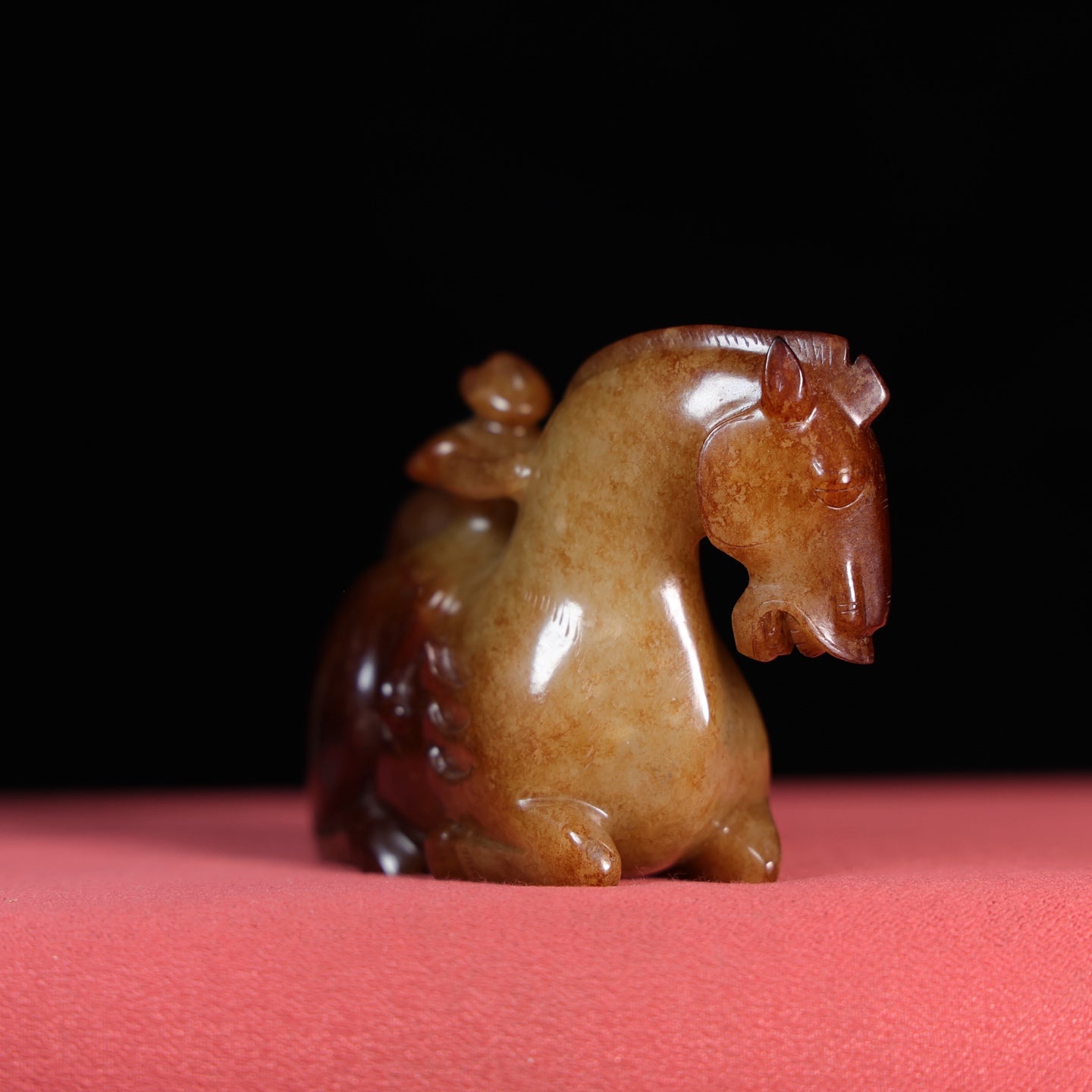 A0957 Superb Old Chinese Hetian Jade Carved Horse Statue