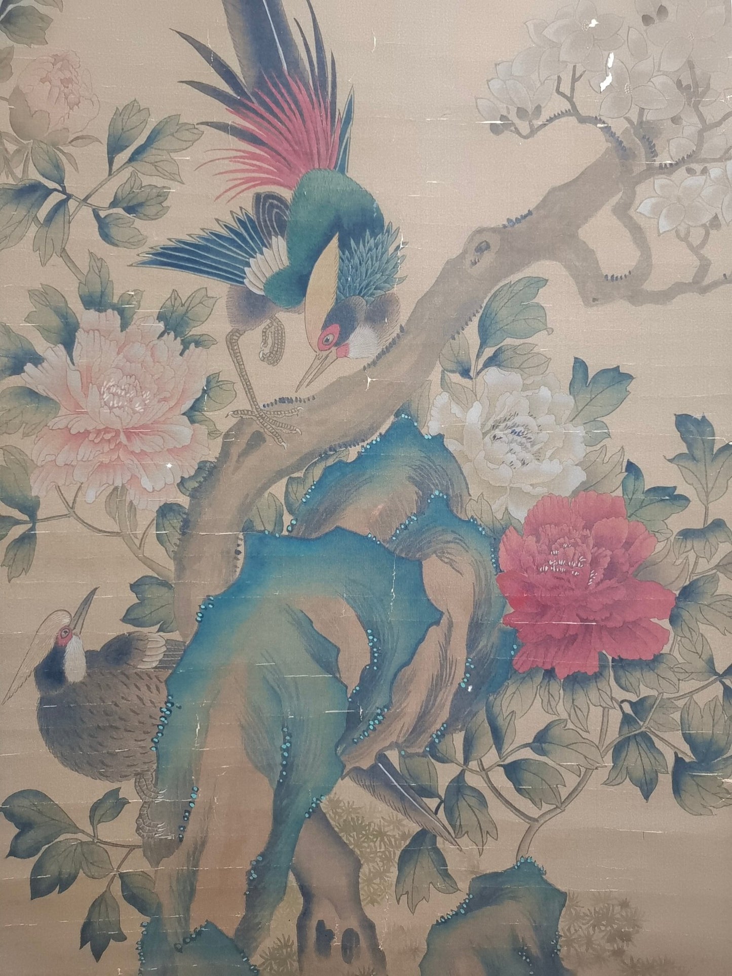 A0971 Chinese Watercolour On Silk Flowers Bird Design Painting - Zhou Zhi Mian