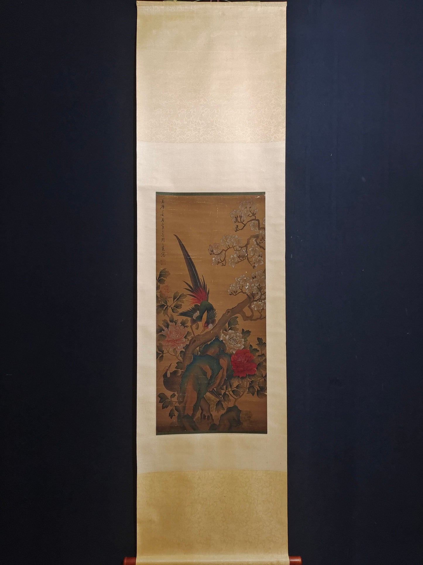 A0971 Chinese Watercolour On Silk Flowers Bird Design Painting - Zhou Zhi Mian