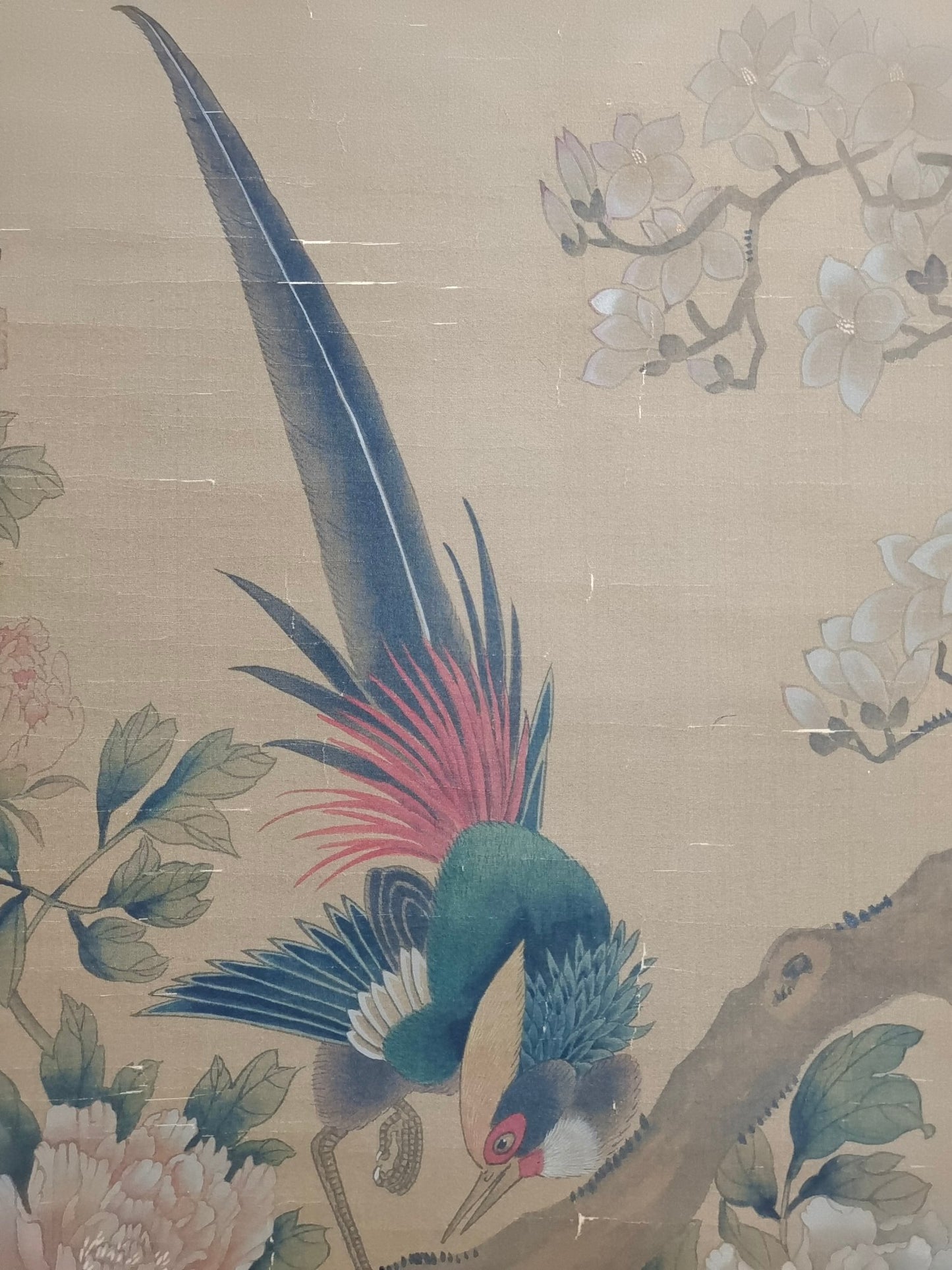 A0971 Chinese Watercolour On Silk Flowers Bird Design Painting - Zhou Zhi Mian